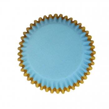 Cupcake Baking Cases - Blue with Gold Trim